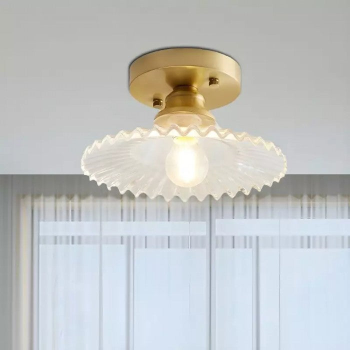 Ceiling Light Ribbed Glass - ASTRIX | Vintage Style