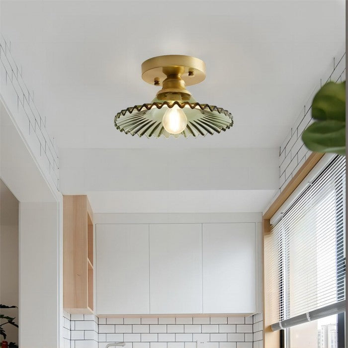 Ceiling Light Ribbed Glass - ASTRIX | Vintage Style