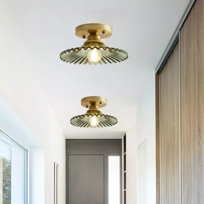 Ceiling Light Ribbed Glass - ASTRIX | Vintage Style