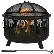Fire Pit Steel BBQ with Poker, Black