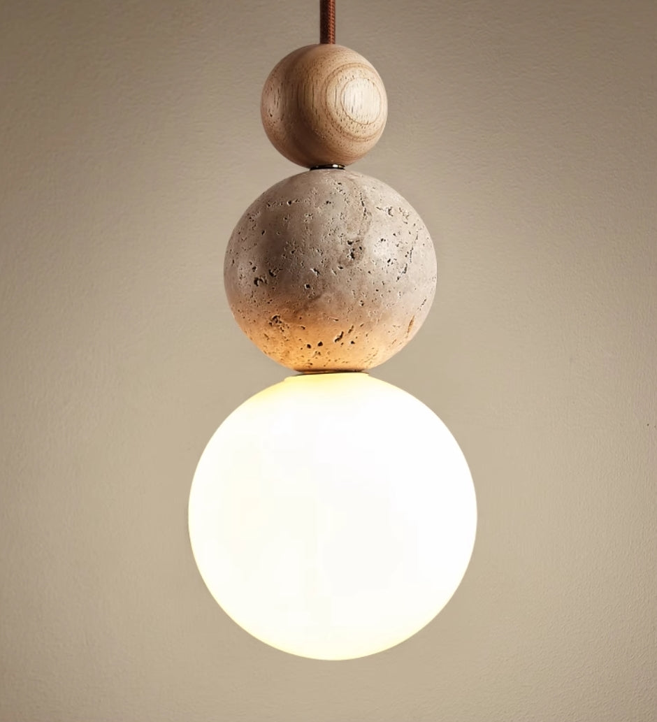 Pendant Light Travertine Stone - TOROID | Elegant Glow