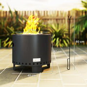 Smokeless Fire Pit Steel with Poker, Grey