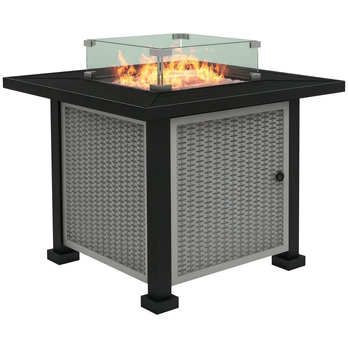Gas Fire Pit Table, 50,000 BTU, 81×81cm, Grey