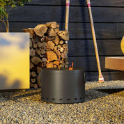 Smokeless Fire Pit Portable Wood Burning, 38cm, Dark Grey with Spark Screen and Poker for Garden Patio Picnic Bonfire Stove