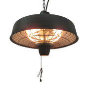Adjustable Power Infrared Halogen Electric Patio Light Heater 1000/2500W Ceiling Hanging Mount, Black