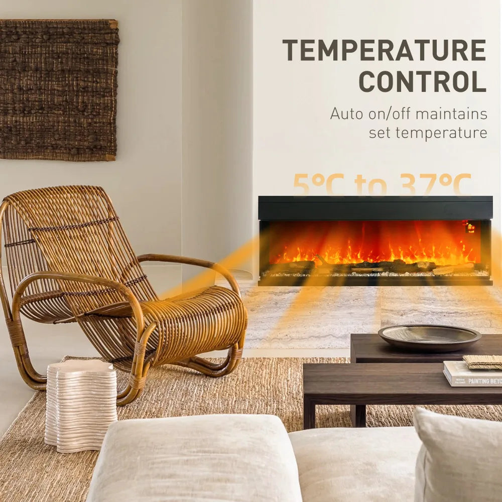 Electric Fireplace – 127cm, Glass Panel, 1800W | Customizable Ambiance - Image 5