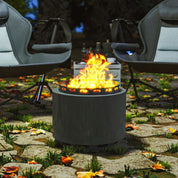 Smokeless Fire Pit Portable Wood Burning, 48.5cm, Dark Grey with Poker for Garden Camping Bonfire Party