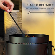 Smokeless Fire Pit Portable Wood Burning with Ash Catcher, 37cm, Black with Poker for Garden Camping Bonfire Party
