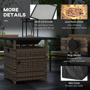 Fire Pit Table, 50,000 BTU, 72.5×72.5cm, Brown with Cover