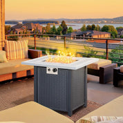 Gas Fire Pit Table, 40,000 BTU, 71×71cm, Black / Grey