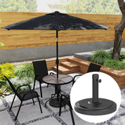 Garden Parasol Base 22kg Round HDPE Sun Umbrella Stand Heavy Duty for 38mm or 48mm Outdoor Poles, Black