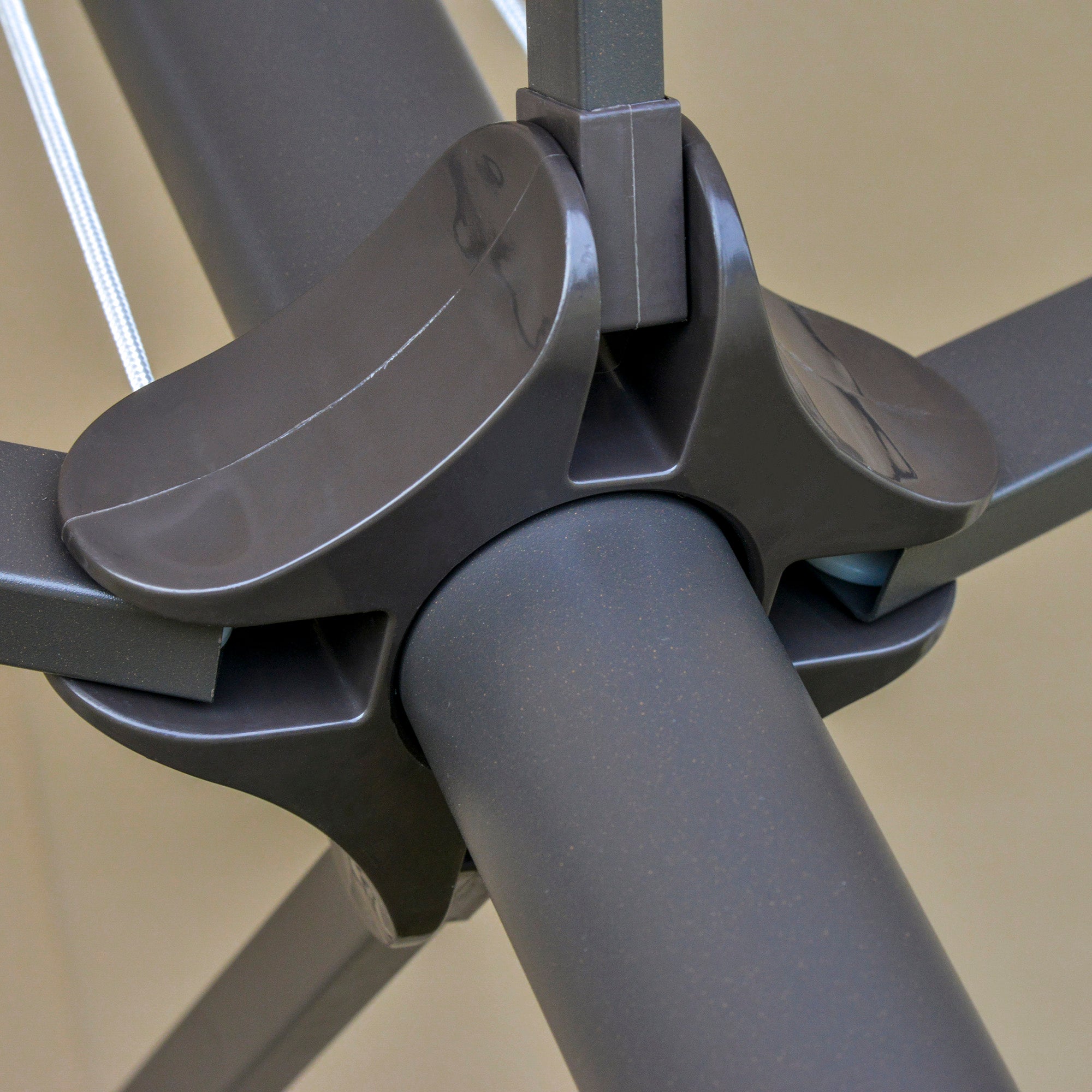 Double-Sided Sun Umbrella Canopy 4.6m Crank Shade with Cross Base, Khaki
