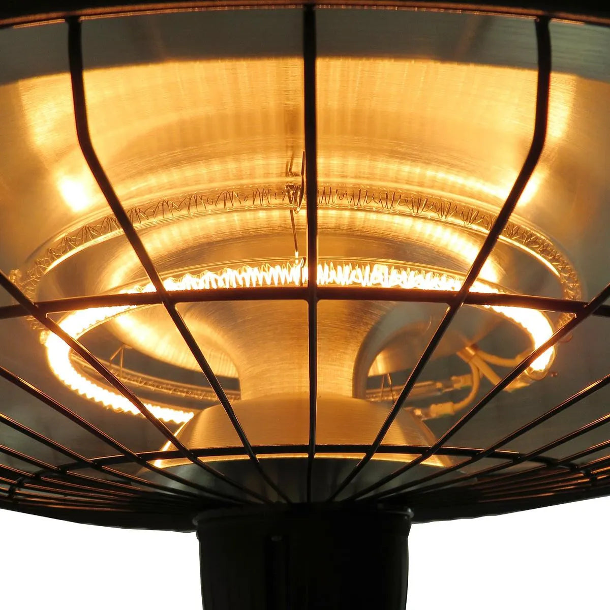 Adjustable Power Infrared Halogen Electric Patio Light Heater 1000/2500W Ceiling Hanging Mount, Black