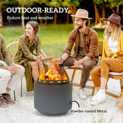 Smokeless Fire Pit Portable Wood Burning, 48.5cm, Dark Grey with Poker for Garden Camping Bonfire Party