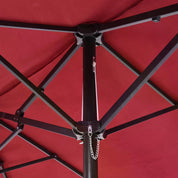 Double-Sided Patio Parasol Sun Umbrella 4.6m, Wine Red