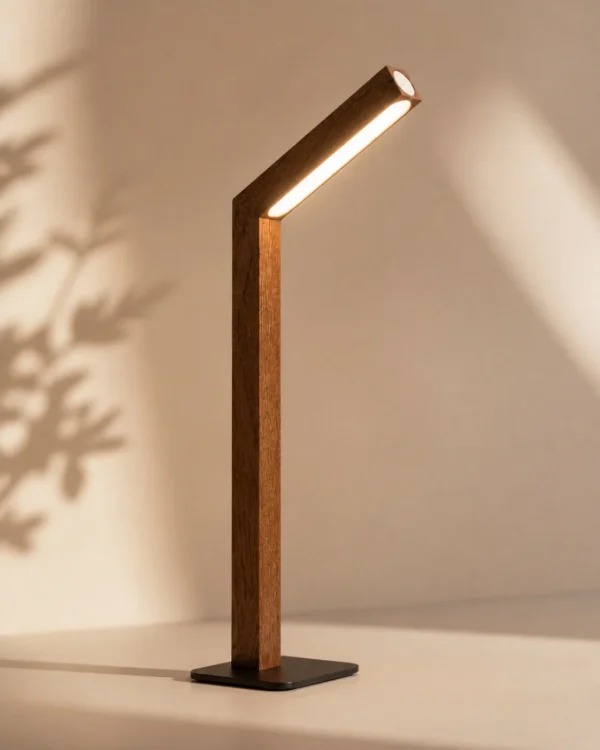 Akku-Schreibtischlampe: Holz im Japandi-Stil – WOODI