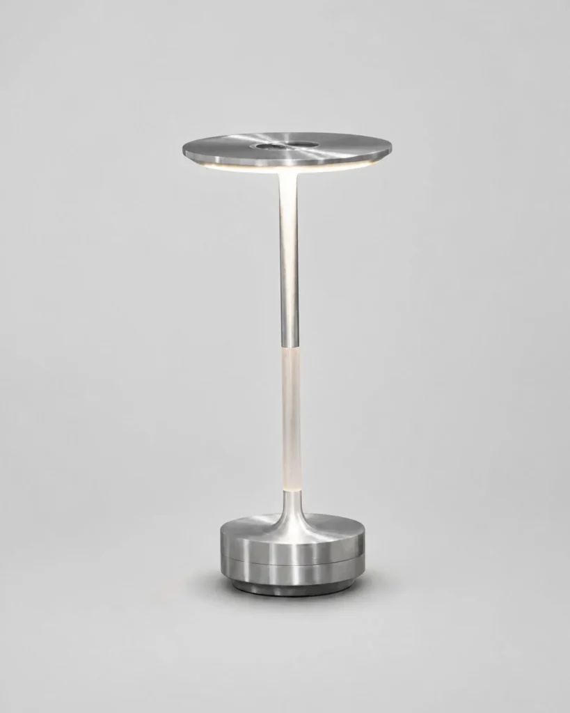 Akku-Tischlampe LIRI, Aluminium und Acryl mit Touch-Dimmung – Silber, Produktfoto