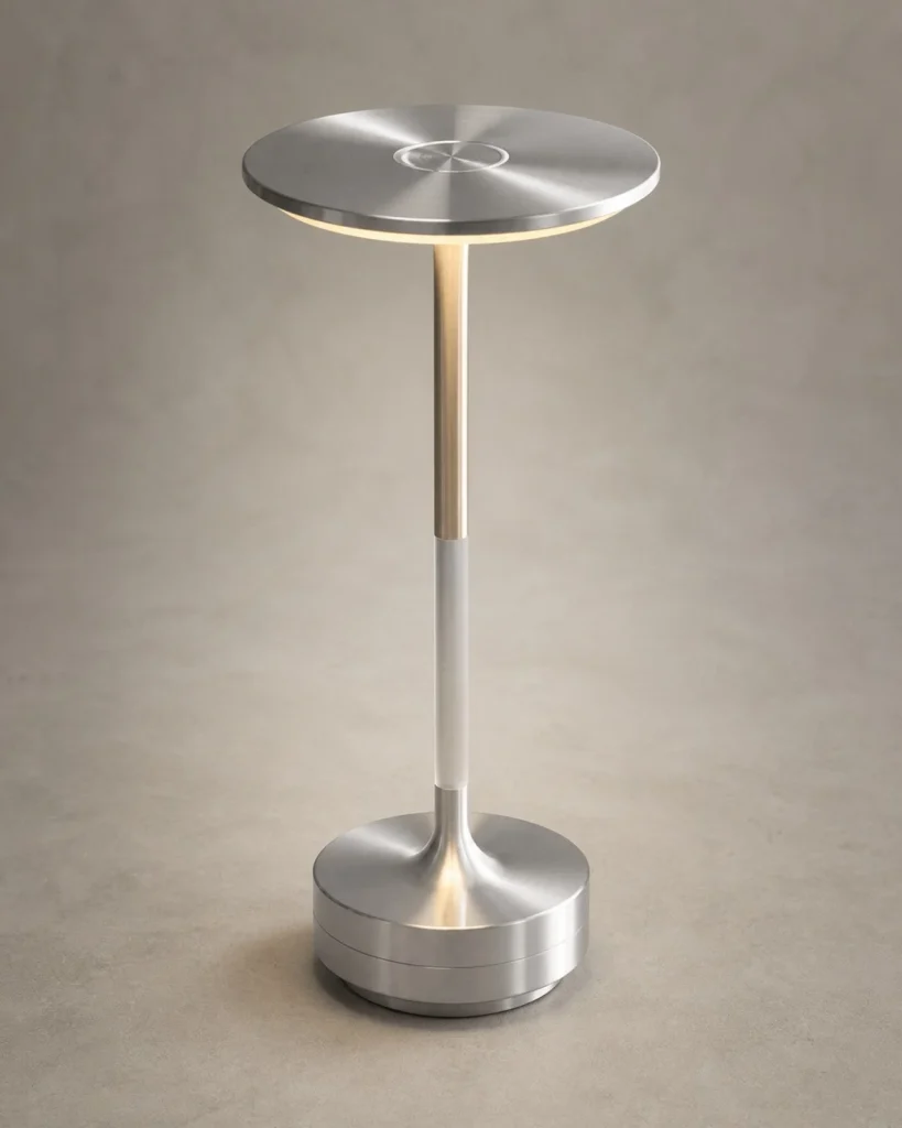 Akku-Tischlampe LIRI, Aluminium und Acryl mit Touch-Dimmung – Silber, Detailansicht