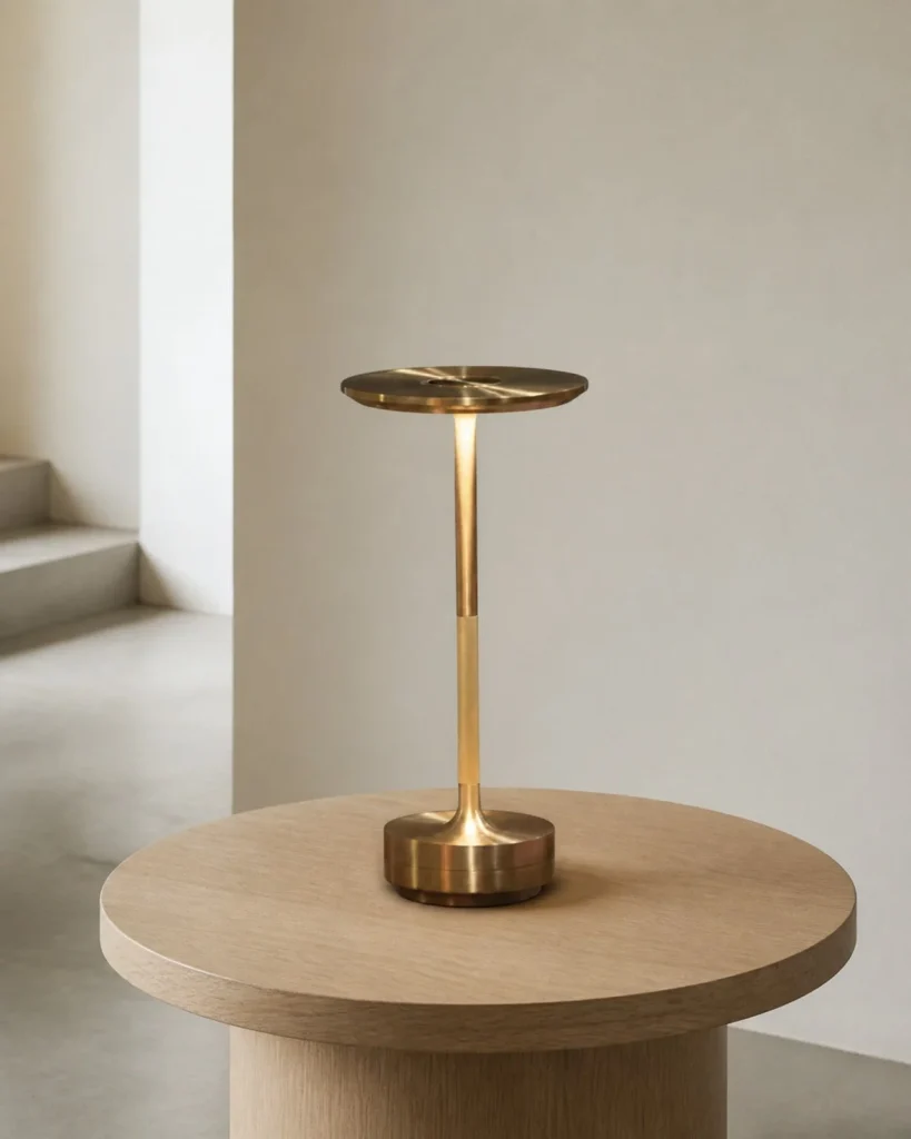 Akku-Tischlampe LIRI, Aluminium und Acryl mit Touch-Dimmung – Gold, Ansicht der Proportionen