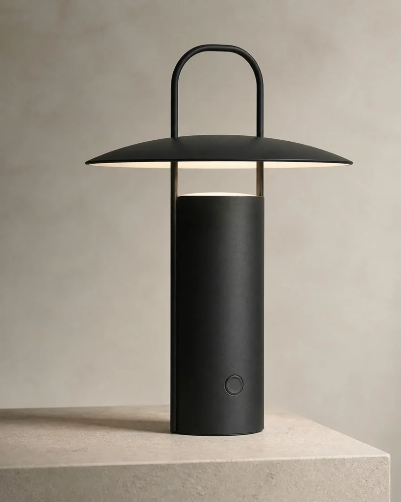 Akku-Tischlampe ORKA, Aluminium mit Touch-Steuerung – Schwarz, Detailansicht