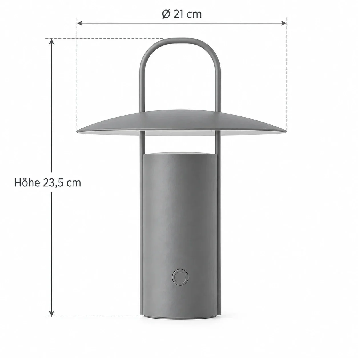 Masszeichnung – Abmessungen: Ø 21 cm × H 23,5 cm