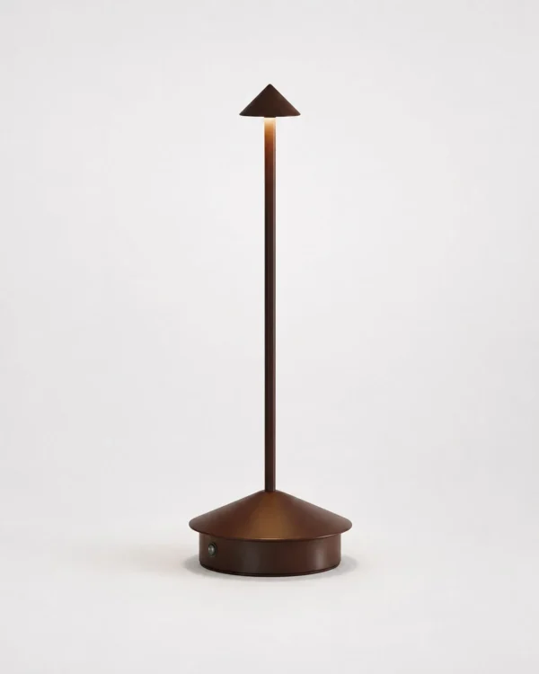 Akku-Tischlampe: Aluminiumkegel mit Touch-Dimmer – MIRO