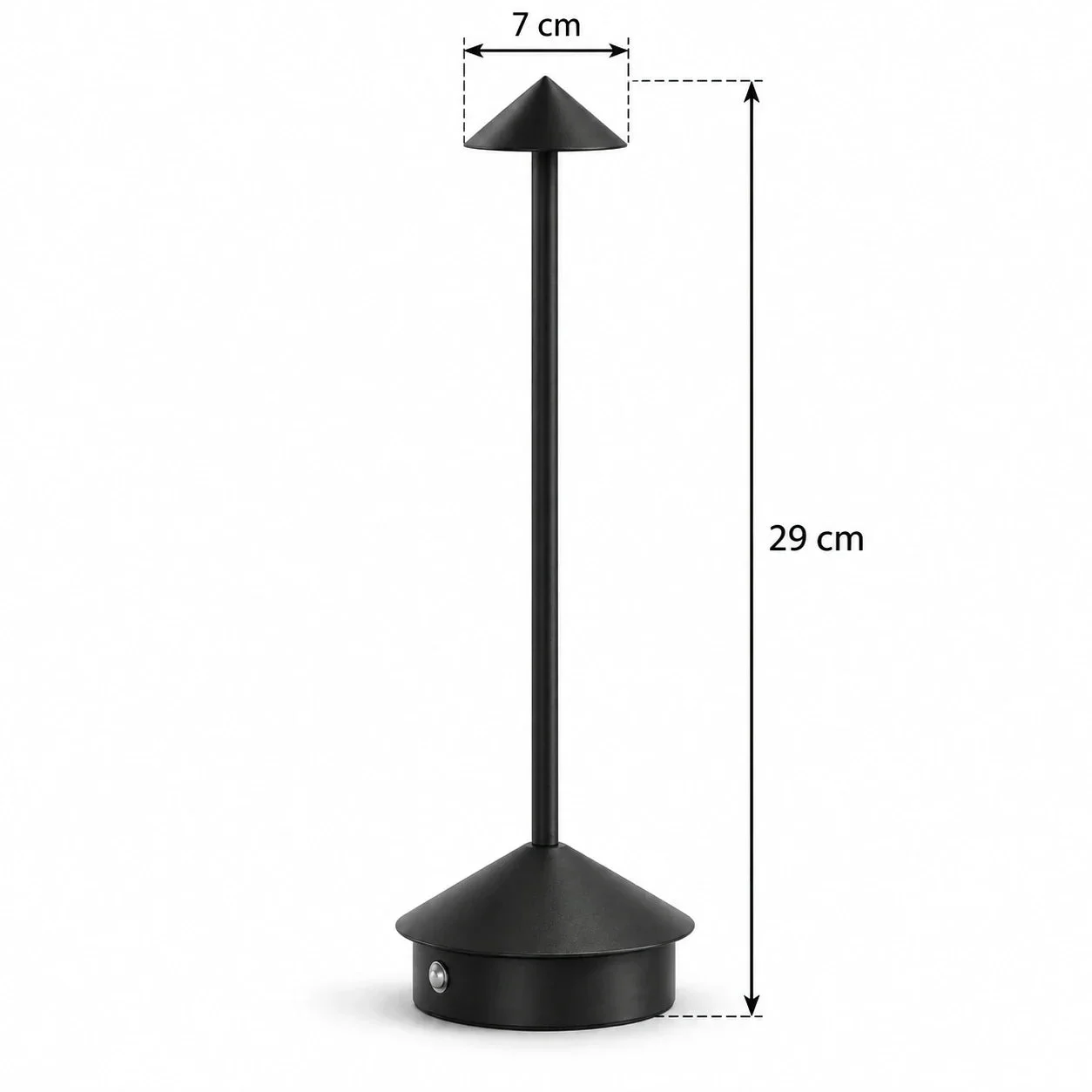 Masszeichnung – Gesamthöhe: 29 cm, Schirmdurchmesser: 7 cm