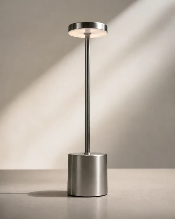 Akku-Tischlampe: minimalistische Metallleuchte mit USB – NOVA