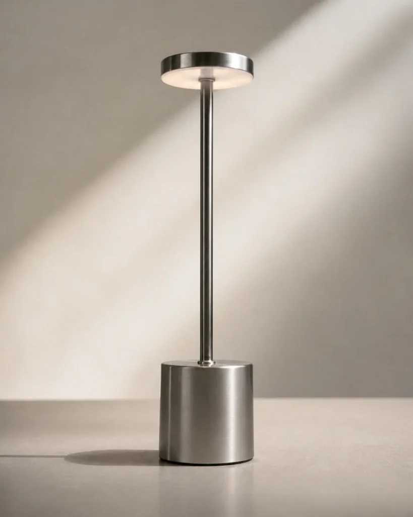 Akku-Tischlampe NOVA, minimalistische Metallleuchte mit USB – Produktansicht
