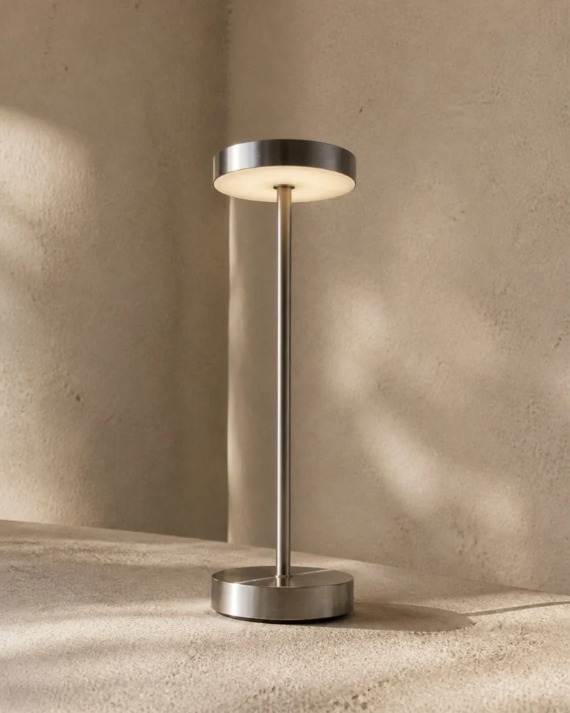 Akku-Tischlampe NOVA, minimalistische Metallleuchte mit USB – Produktansicht