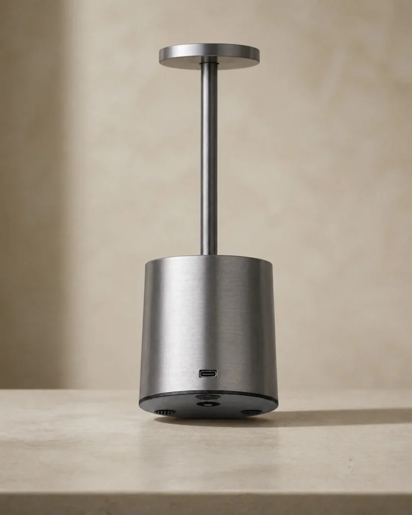 Akku-Tischlampe NOVA, minimalistische Metallleuchte mit USB – Produktansicht