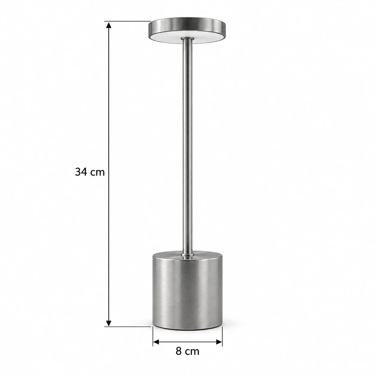 Masszeichnung – Gesamthöhe: 34 cm, Sockeldurchmesser: 8 cm
