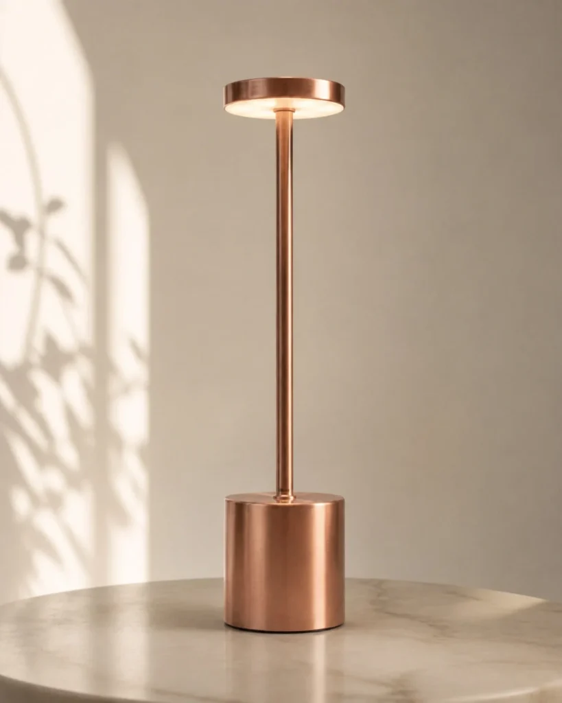Akku-Tischlampe NOVA, minimalistische Metallleuchte mit USB – Produktansicht
