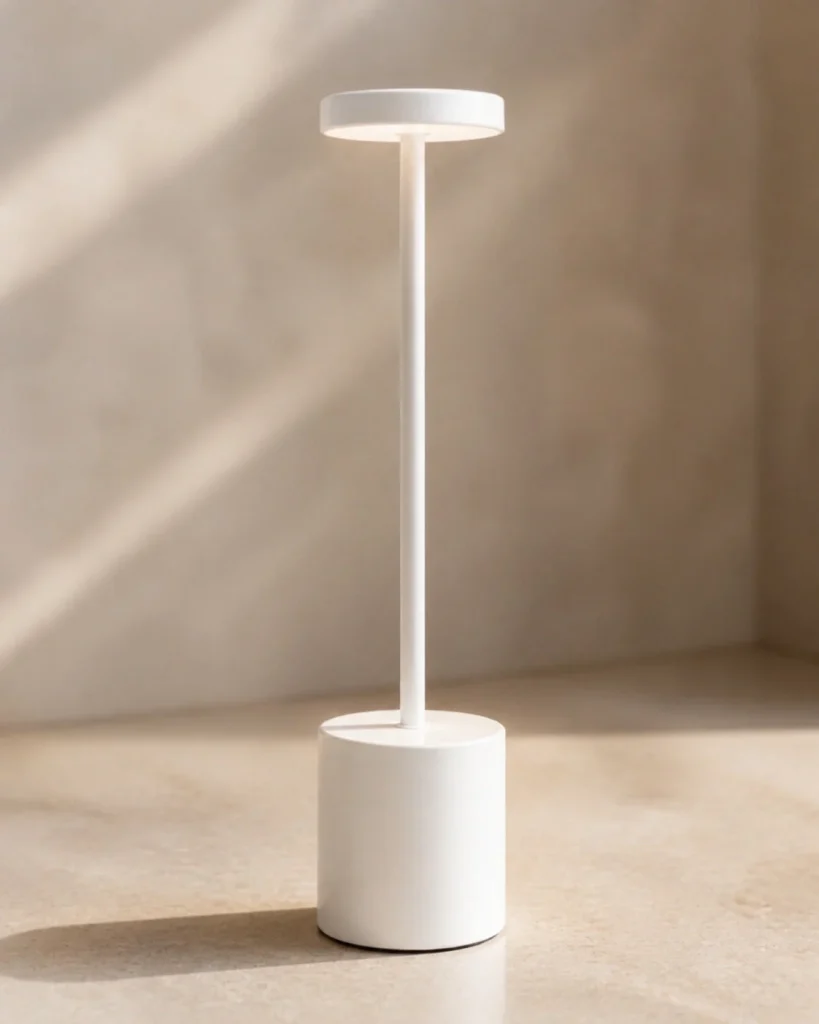 Akku-Tischlampe NOVA, minimalistische Metallleuchte mit USB – Produktansicht