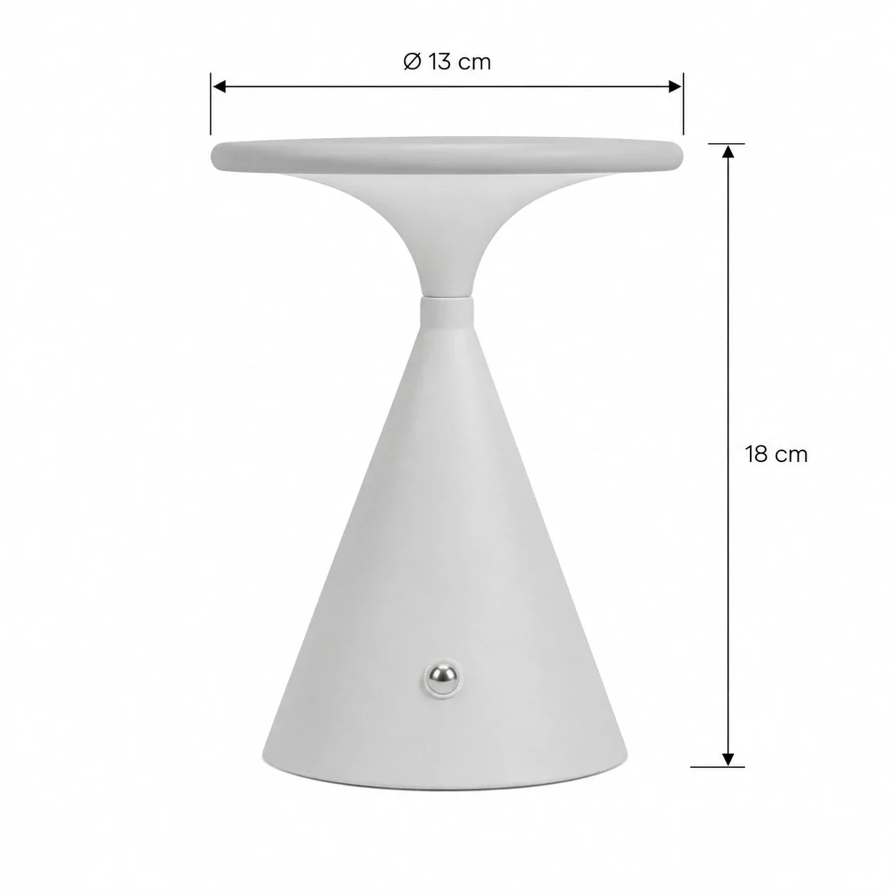 Masszeichnung – Höhe: 18 cm, Schirmdurchmesser: 13 cm