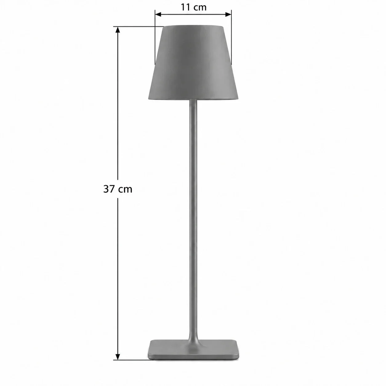 Masszeichnung – Gesamthöhe: 37 cm, Durchmesser oben: 11 cm