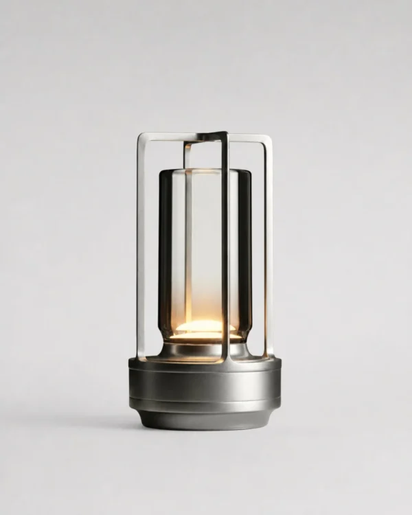 Akku-Tischlampe: Laternenform aus Aluminium – RUNA