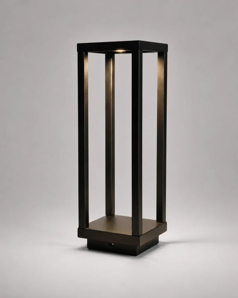 Akku-Tischlampe SORA, Laternenform aus Aluminium – Schwarz, Produktfoto