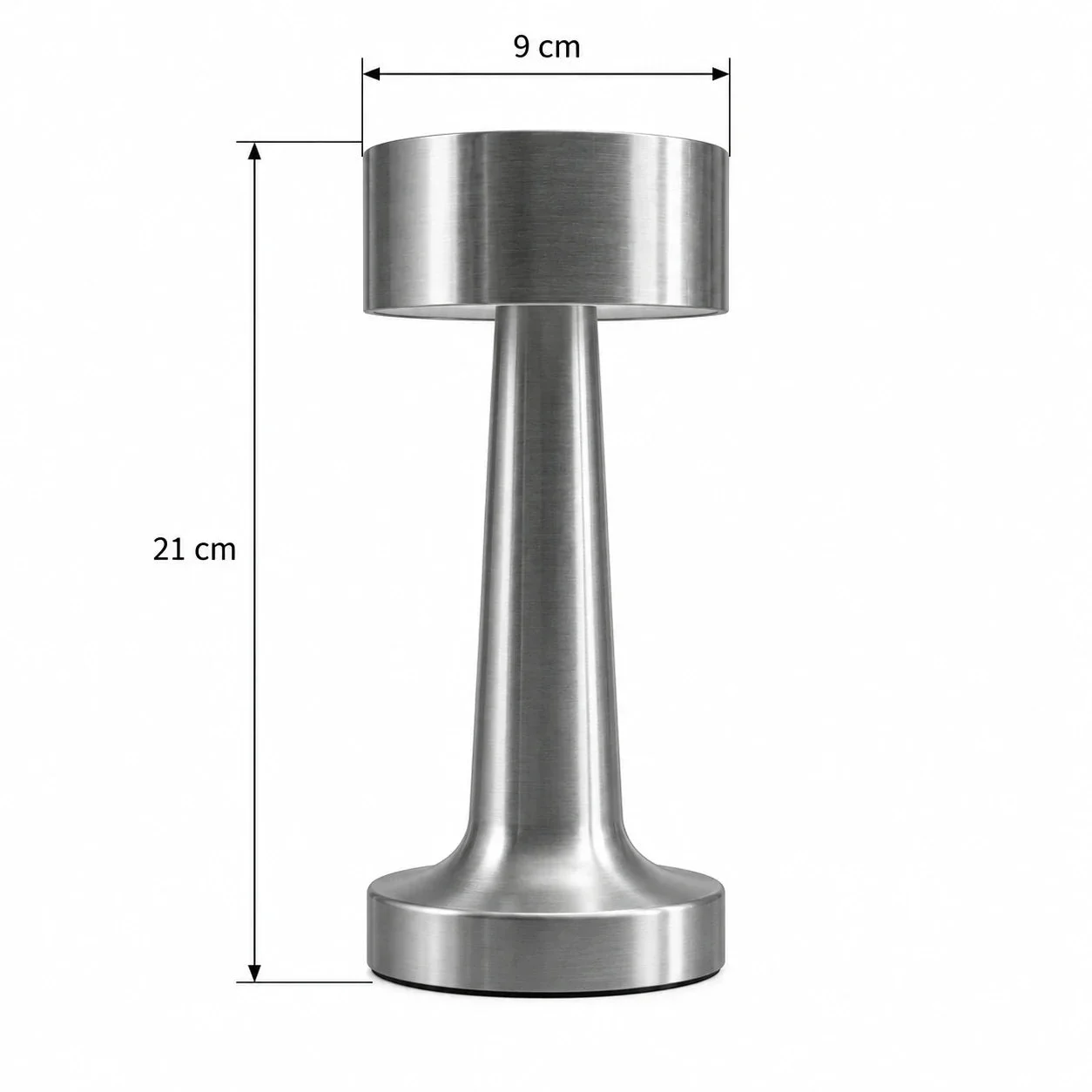 Masszeichnung – Höhe: 21 cm, Kopfdurchmesser: 9 cm