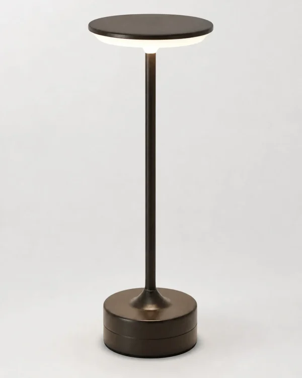 Akku-Tischlampe: Metallscheibe mit 3-Stufen-Touch-Dimmer – LORA