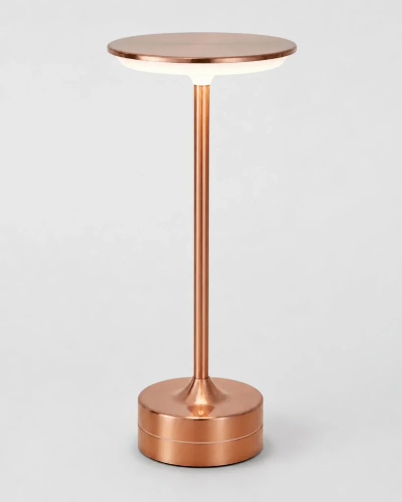 Akku-Tischlampe LORA, Metallscheibe mit 3-Stufen-Touch-Dimmer – Rosa, Produktfoto