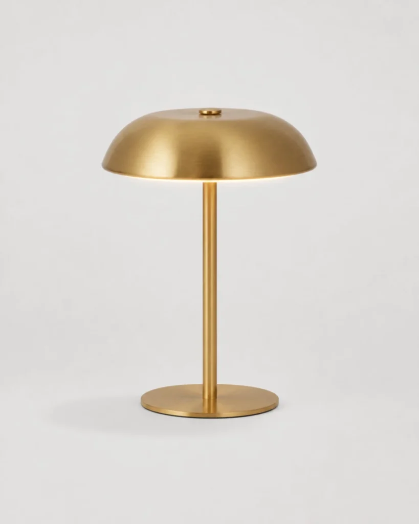 Akku-Tischlampe MALMO, metallische Pilzform mit Touch-Dimmer – Gold, Produktfoto