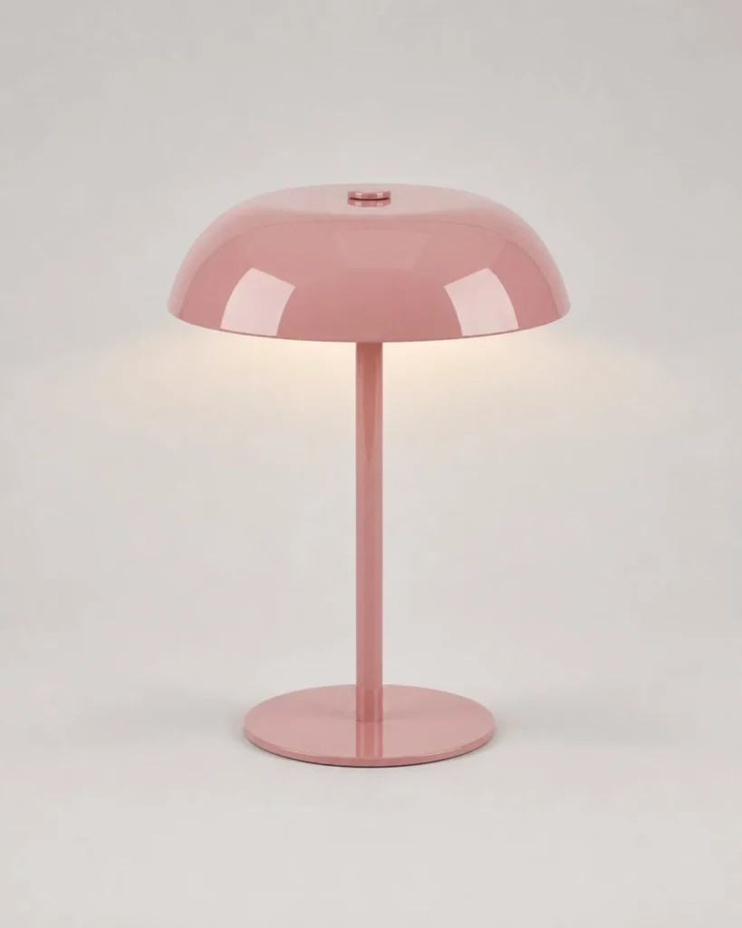 Akku-Tischlampe MALMO, metallische Pilzform mit Touch-Dimmer – Rosa, Produktfoto