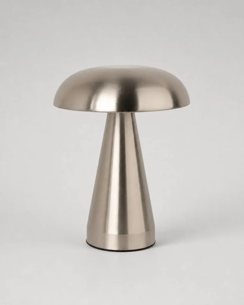 Akku-Tischlampe KEMI, skandinavische Pilzform mit USB – Silber, Produktfoto
