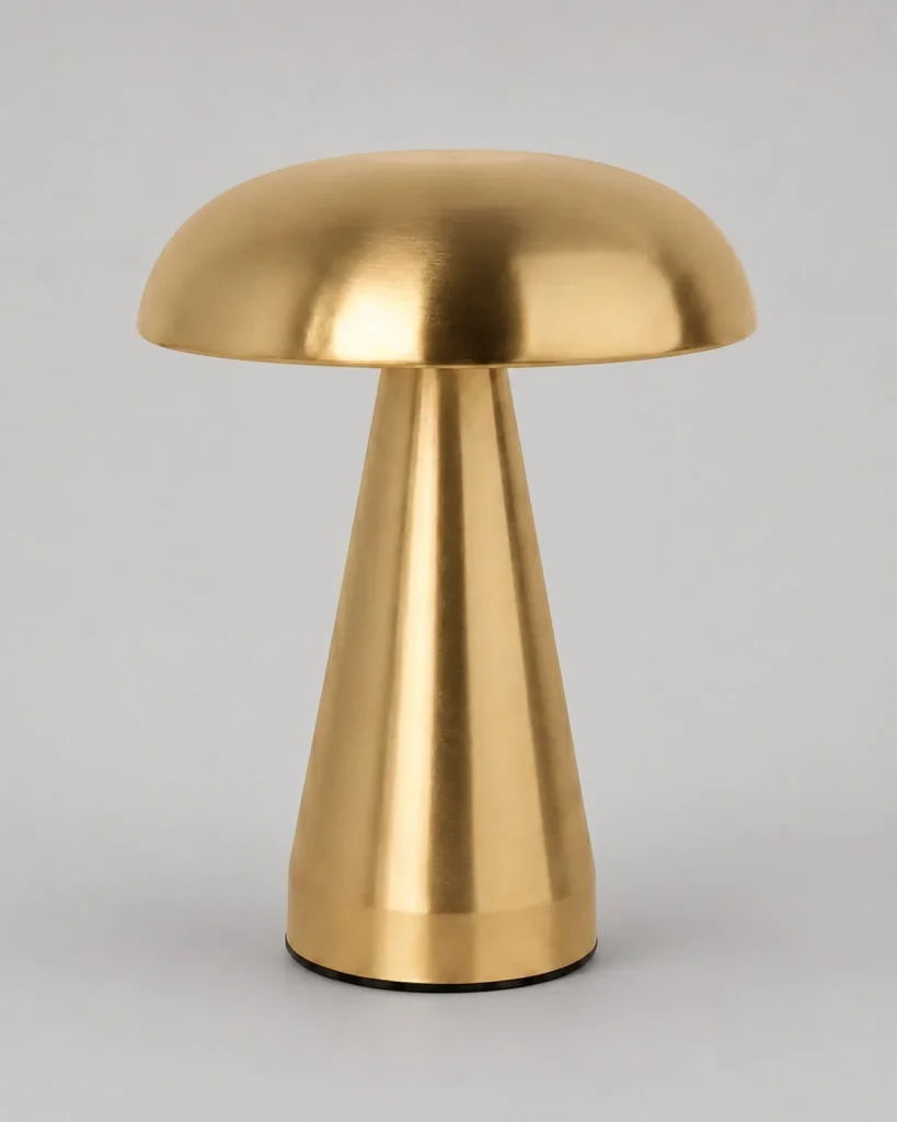 Akku-Tischlampe KEMI, skandinavische Pilzform mit USB – Gold, Produktfoto