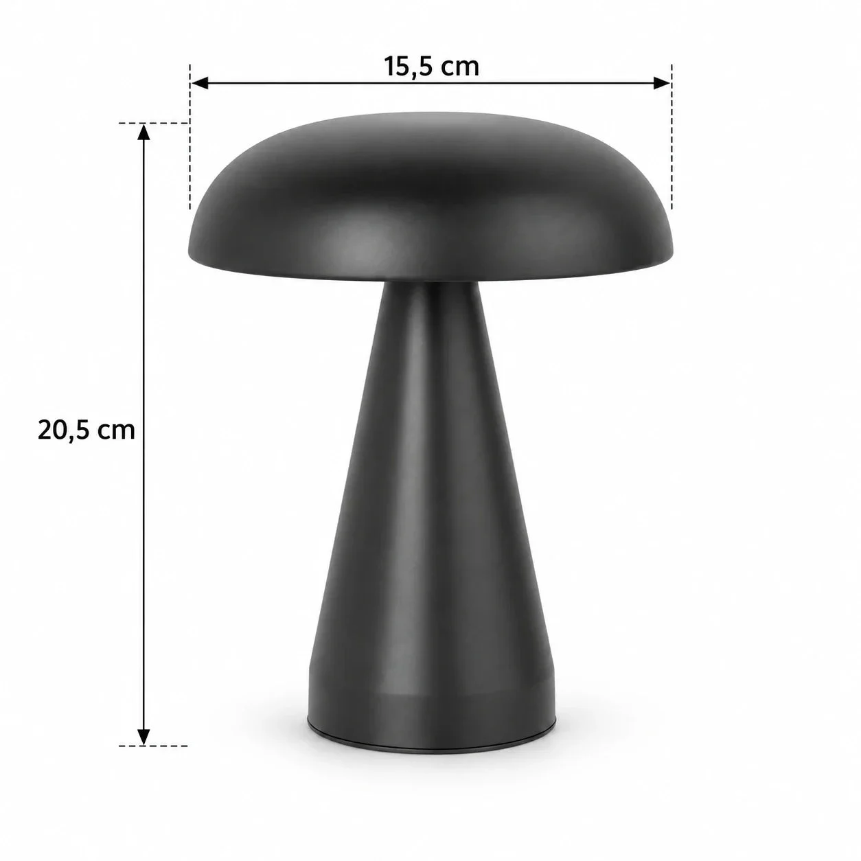 Masszeichnung – Gesamthöhe: 20,5 cm, Durchmesser oben: 15,5 cm