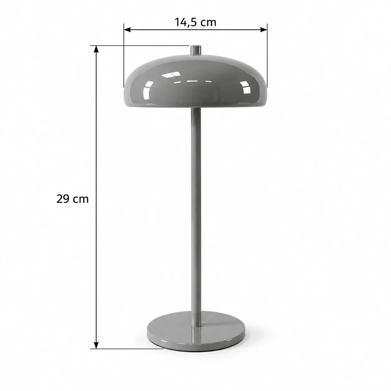Masszeichnung – Gesamthöhe: 29 cm, Kugeldurchmesser: 14,5 cm
