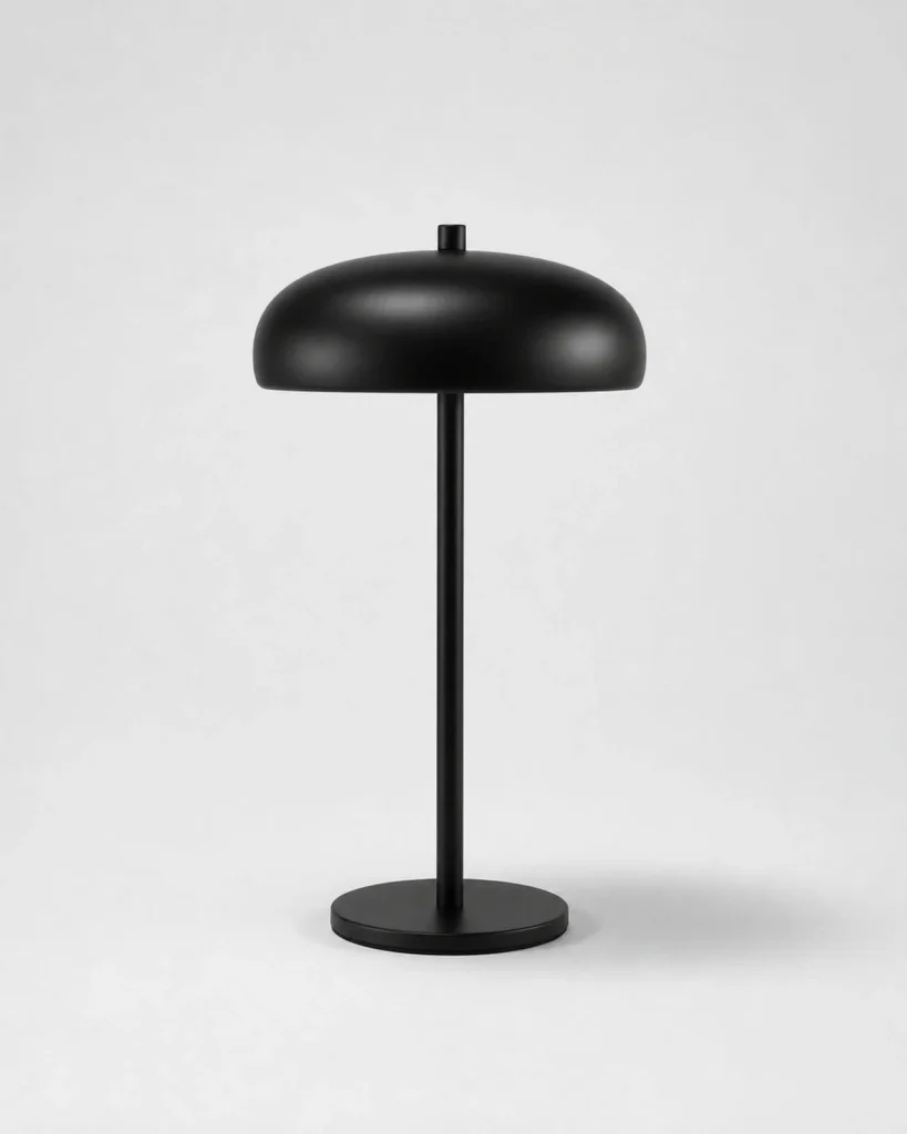 Akku-Tischlampe mit LED und Pilzschirm NARI – Schwarz, Produktfoto