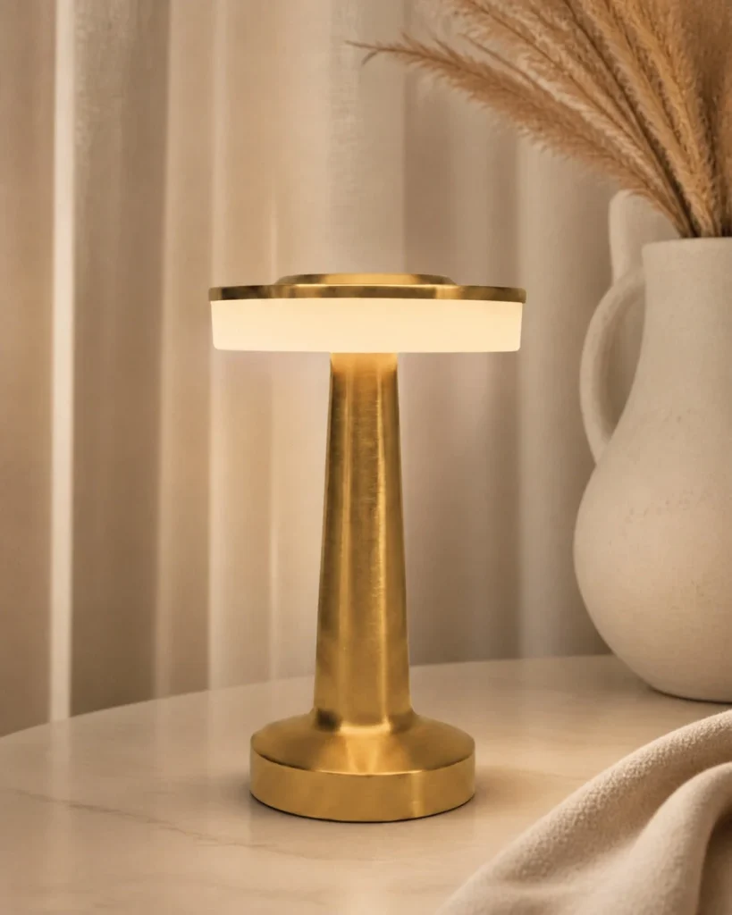 Akku-Tischlampe KARO, Retro-Stil mit Touch-Dimmer – Produktansicht