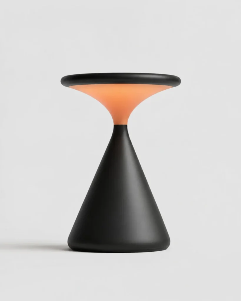 Akku-Tischlampe KONI, matte Sanduhrform mit Touch-Dimmung – Schwarz, Produktfoto
